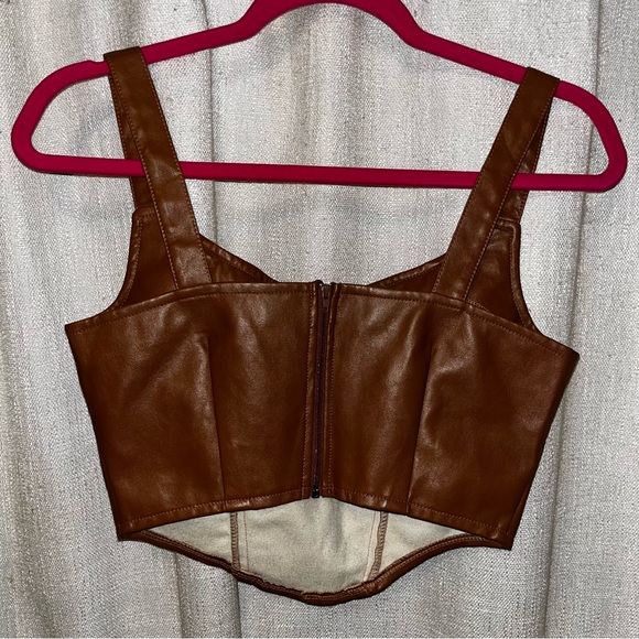 NAANAA | camel faux leather corset top - Picture 2 of 4